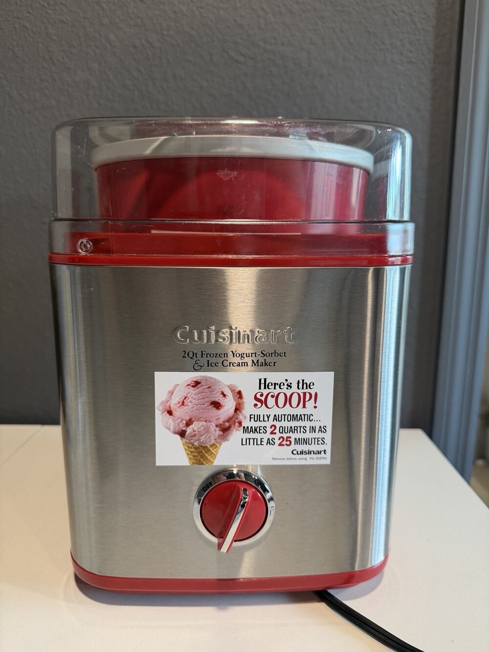 Cuisinart ICE-30BC 2qt Stainless Steel + Red Frozen Yogurt & Ice Cream Maker